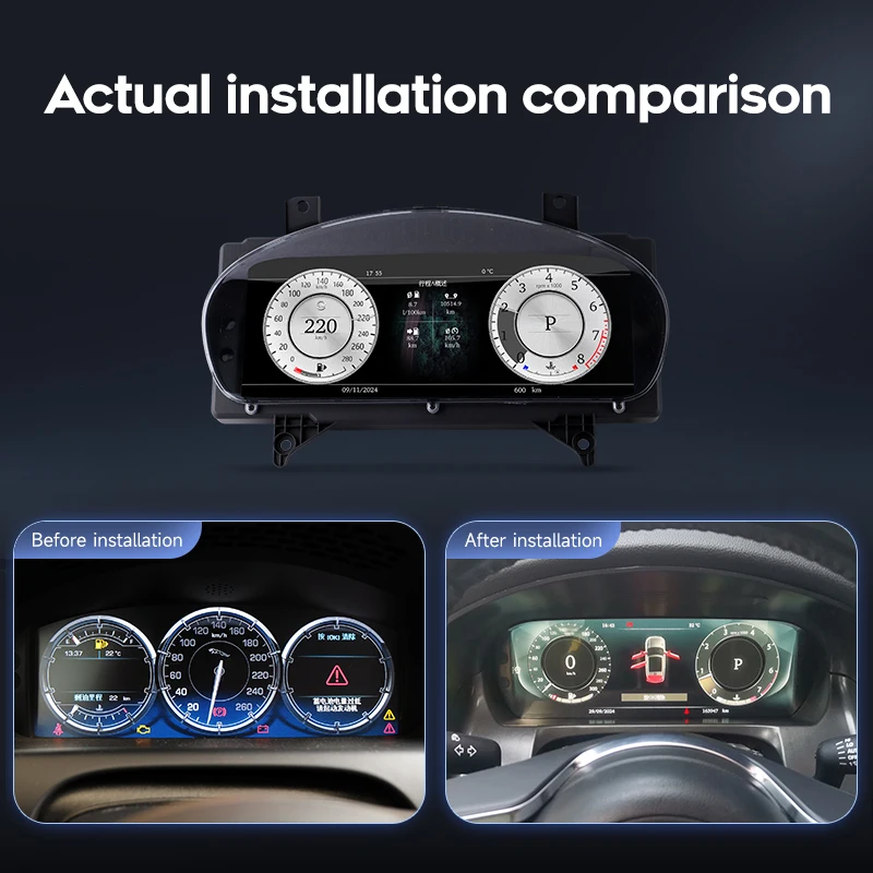 12.3 Inch Instrument LCD Dashboard Linux System Digital Cluster Car Speedometer for XJL