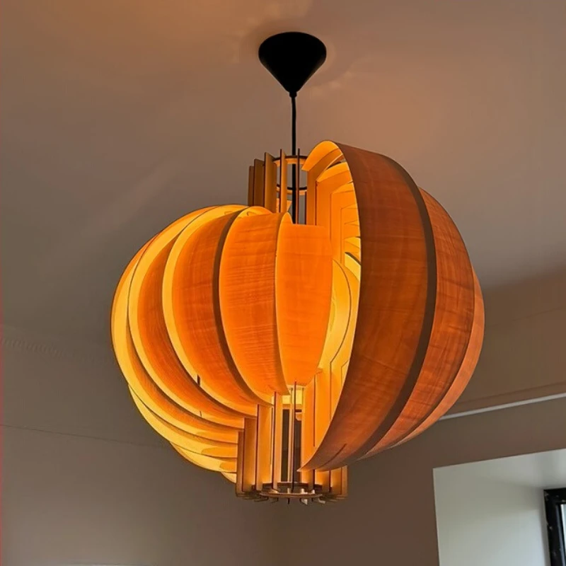 

Japanese Creative Retro Pumpkin Design Pendant Lights Restaurant Hotel Parlor Bedroom High-end Chandelier Indoor Decor Lighting