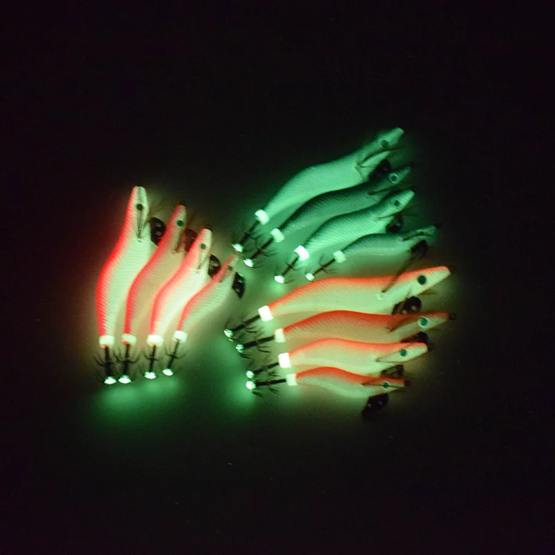 1 pc Luminous wood shrimp squid hook fluorescent fishing bait lure mock rocket squid strengthening hook  fishing accessories
