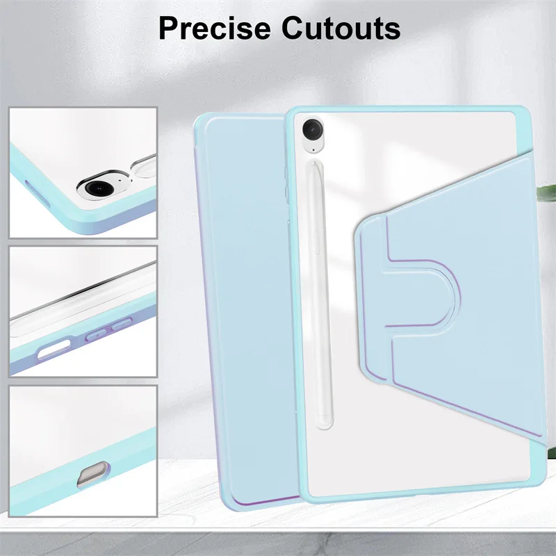 حافظة جلدية للكمبيوتر اللوحي لهاتف سامسونج جالاكسي تاب S11 S10 FE 2025 SM-X730 SM-X736 أكريليك 360 ° غطاء دوار مقاوم للصدمات