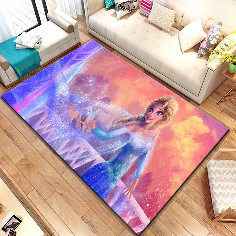 Frozen Rugs Fashion 3D Printing Anime Elsa Carpets Cartoon Living Room Bedroom Large Area Soft Home Children\'s Room Floor Carpet