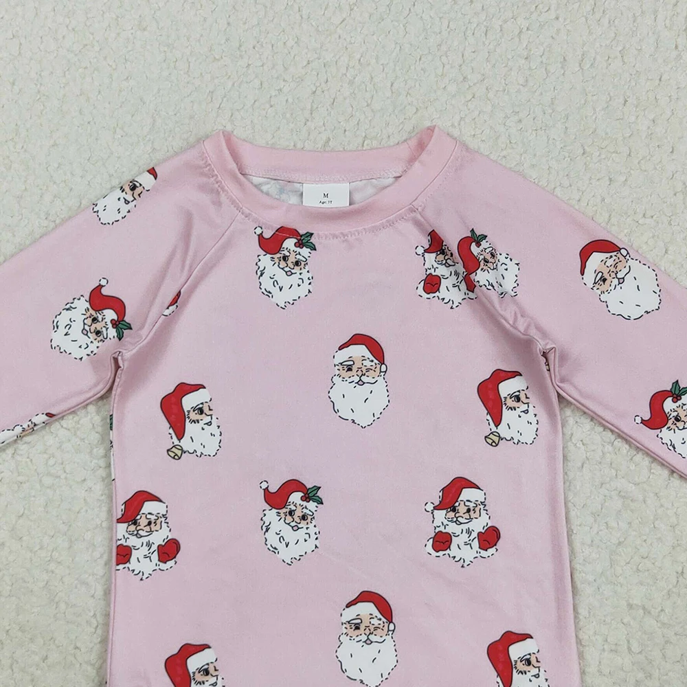 تي شيرت للفتيات الصغيرات باللون الوردي سانتا ندفة الثلج بأكمام طويلة ملابس عيد الميلاد للأطفال في العطلات باللون الوردي