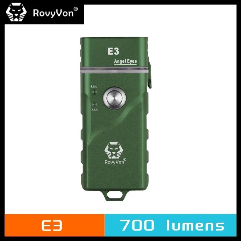 RovyVon Angel Eyes E3 Keychain LED Flashlight  700 Lumens Rechargeable Dual-Power Super Bright Mini EDC Torch with AAA Battery