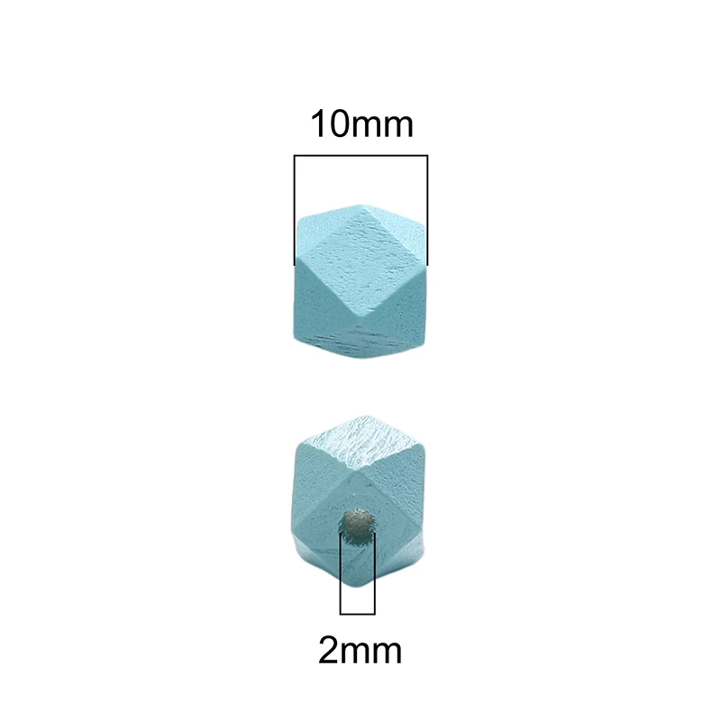 10Pcs Multi Color Wood Spacer Beads 10mm Wooden Octagonal Cube Geometric Faceted Beads For Jewelry Making DIY Bracelet Materials