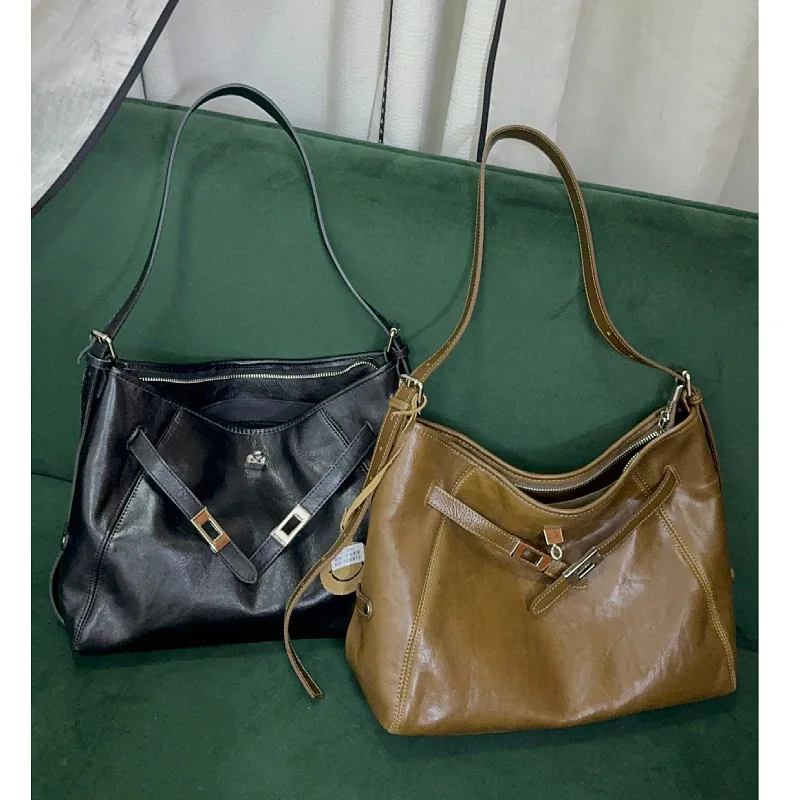 

2026 Top-grain Vegetable-tanned Cowhide Large-capacity Travel Tote Single-shoulder Commuter Crossbody Designer Luxury Bag