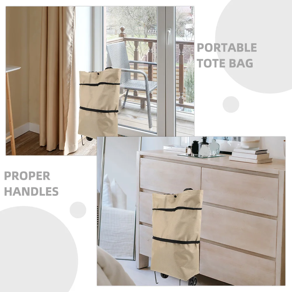 2 قطعة أكياس عربة قابلة للطي سعة كبيرة قابلة للطي حقيبة تسوق بقالة عجلات حقيبة محمولة تخزين الغسيل