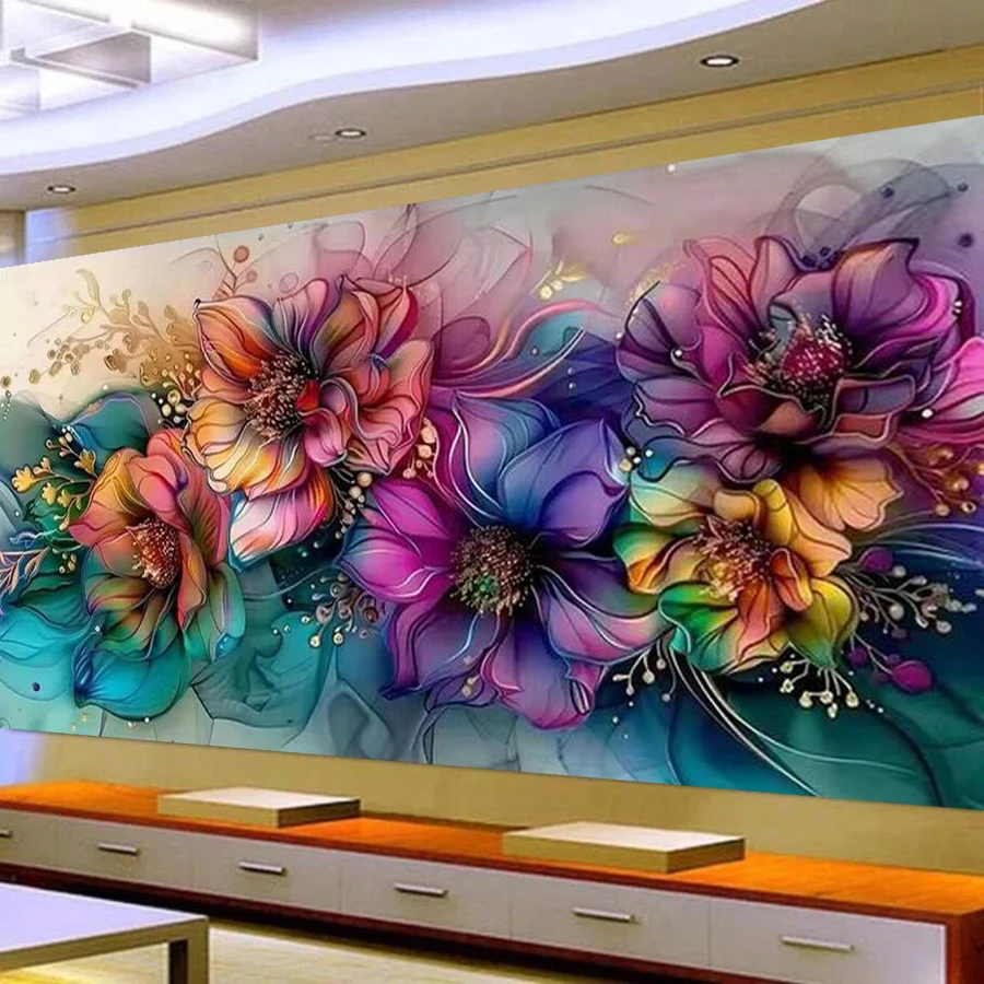 

Fullcang Large Size Diamond Arts Painting Kits Colorful Flowers New Diy Full Mosaic Embroidery Sale Floral Picture Wall Decor