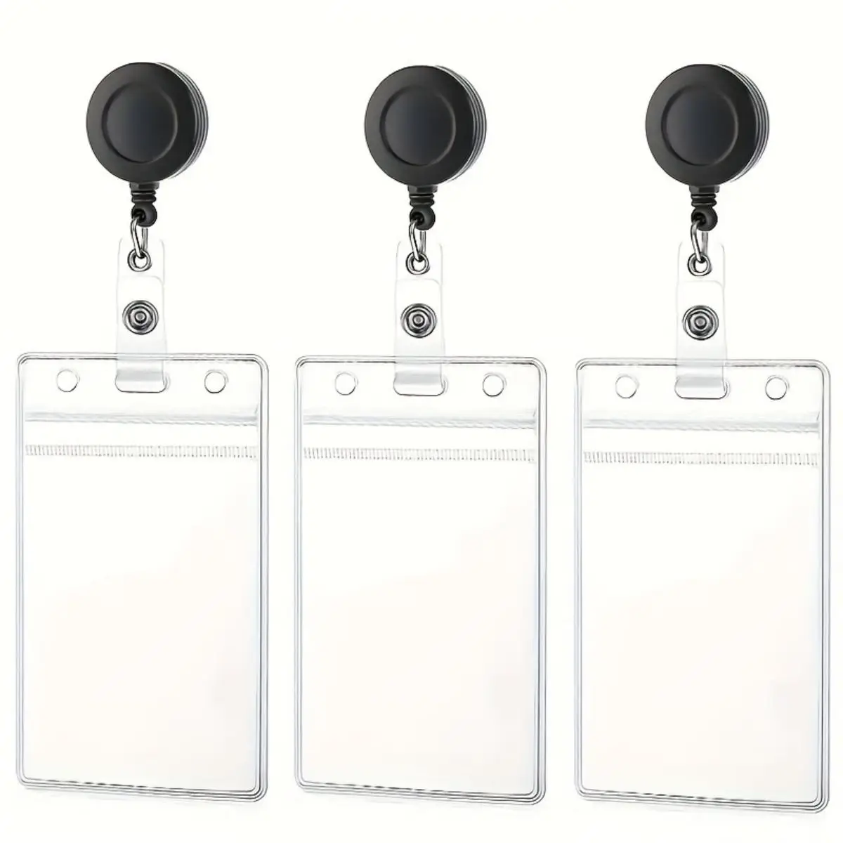 2 pcsTransparent ID badge card holder, extendable badge roll clip, credit card protector, suitable for nurses, doctors, teachers