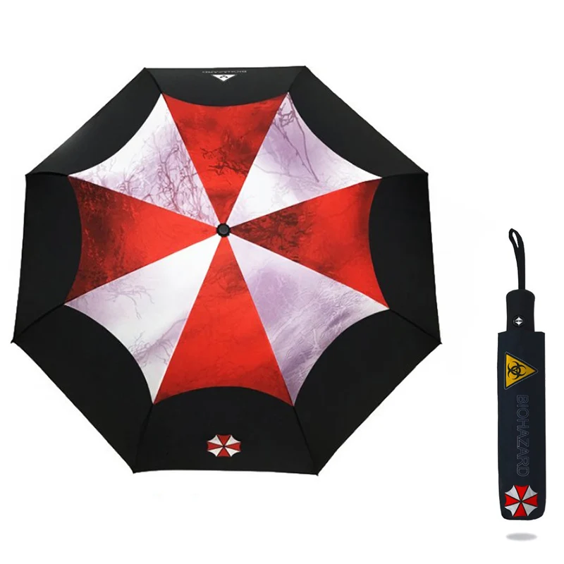 Biohazard Automatic Umbrella Scary Resident Zombie Travel Wind Resistant UV Sun Protection Woman Man Parasol 3 Folding Cosplay