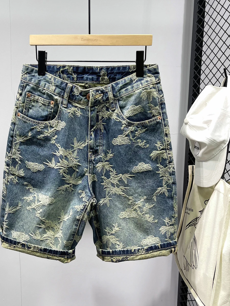 

Trendy Men's Denim orts Casual Straight Leg Five-Point Summer New Sle Breathable Comfortable Fit Jeans Casual Faion