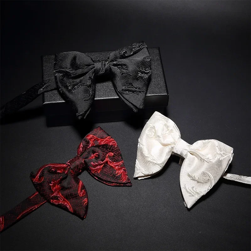 Men's bow tie polyester jacquard bow tie trendy leisure wholesale custom monochrome large bow tie