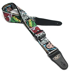 Comprimento ajustável Canvas Guitar Strap, Cartoon Pattern, Acessórios Instrumento Algodão