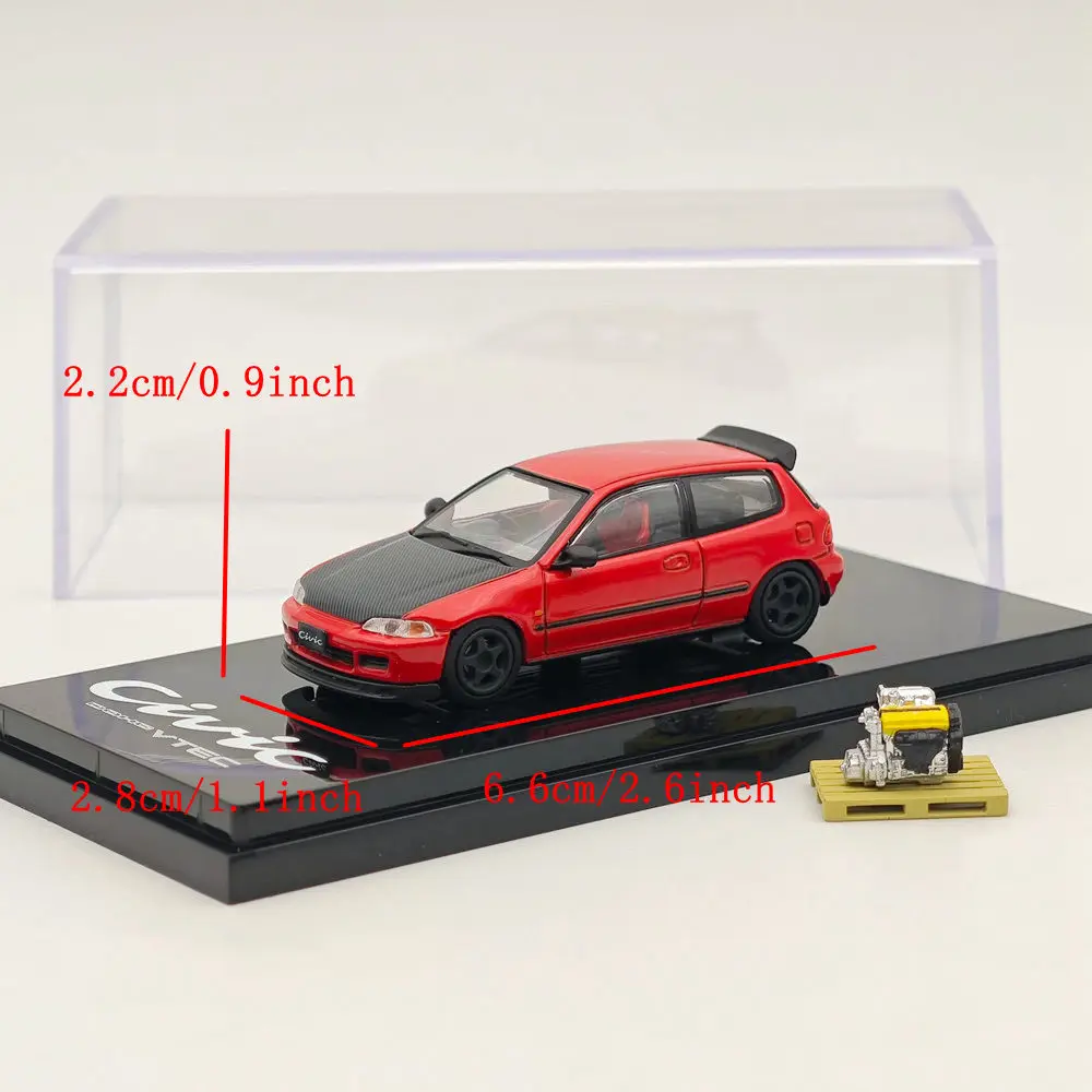 1:64 Hobby Japan Civic (EG6) versión personalizada con pantalla de motor rojo HJ642017AR modelos fundidos colección de coches Auto juguetes regalo
