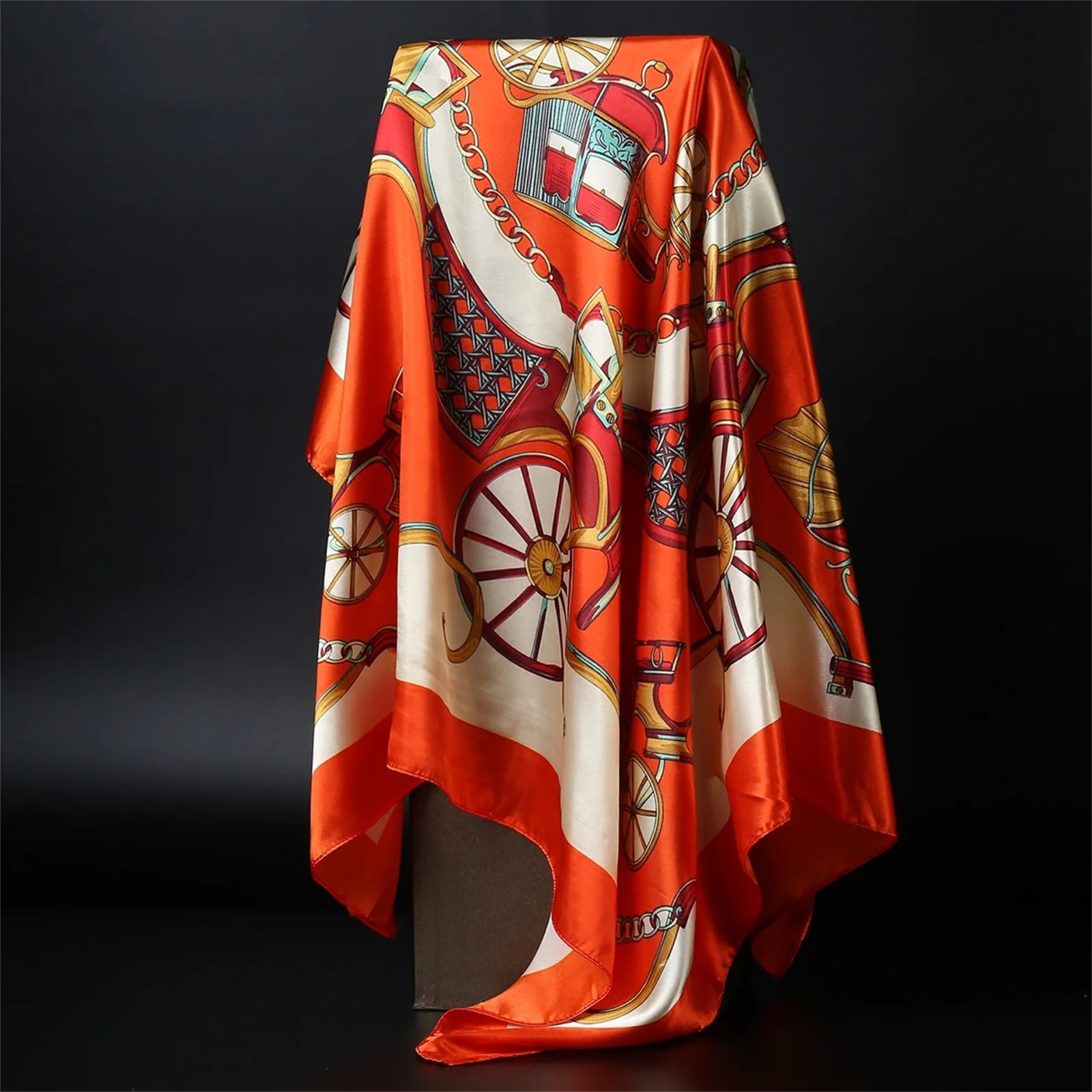 90*90cm Luxury quality silk spring autumn women new printing scarves fashion sunscreen large size shawl tourism seaside muffler