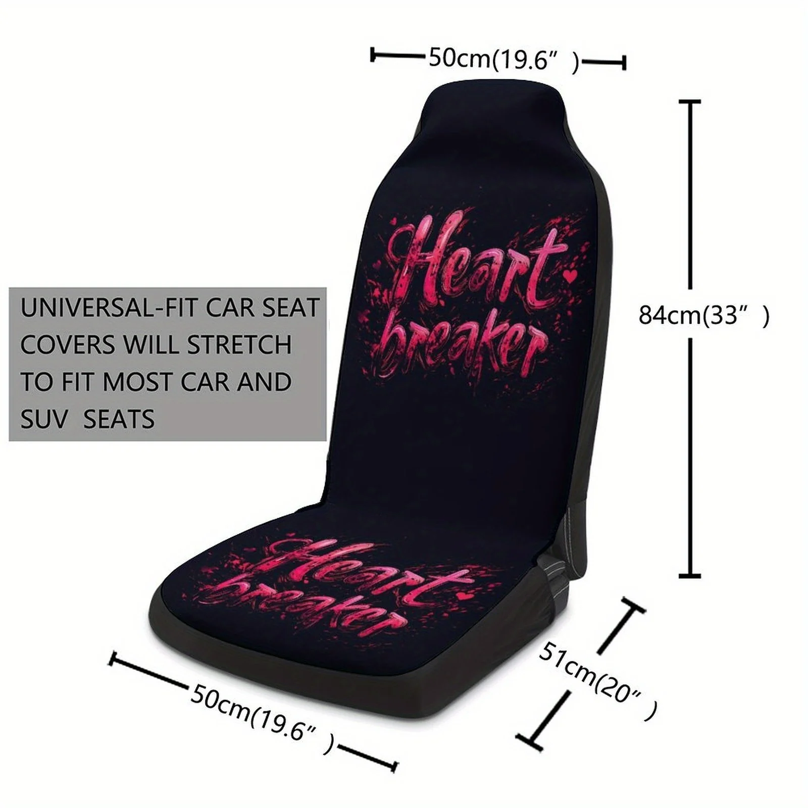 2pcs Car Seat Covers - Breathable, Non-Slip Front Seats With Trendy 