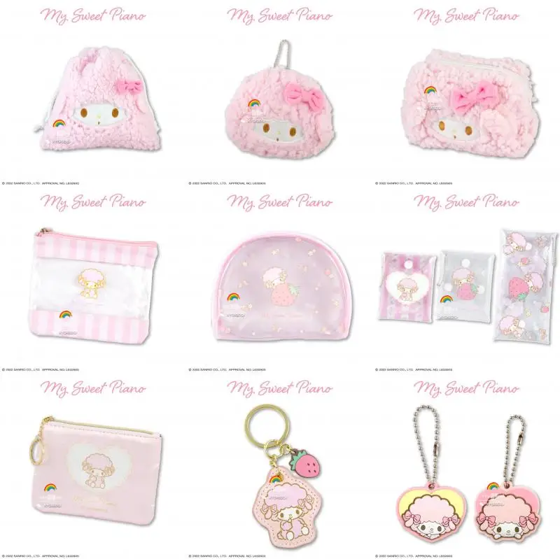 Sanrio Series My Sweet Piano Pen Case Tissue Bag Lamb\\\'s Wool Bag Key Ring Key Holder Cosmetic Bag Kawaii Anime Plush Girl Toys