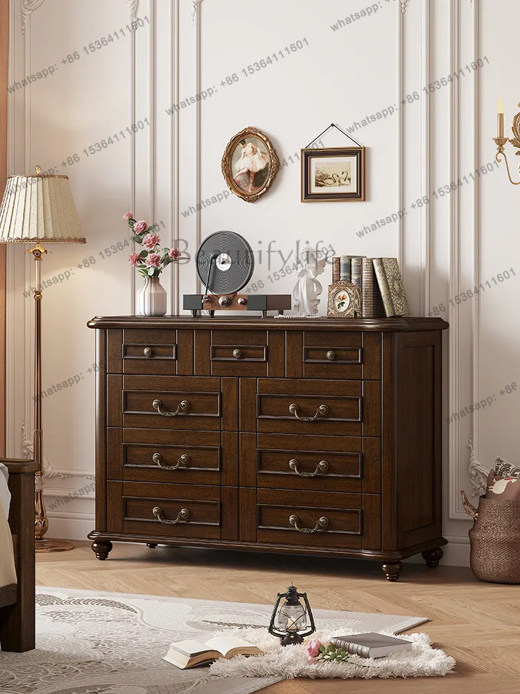 

American vintage country living room bedroom vertical cabinet home solid wood wall storage cabinet