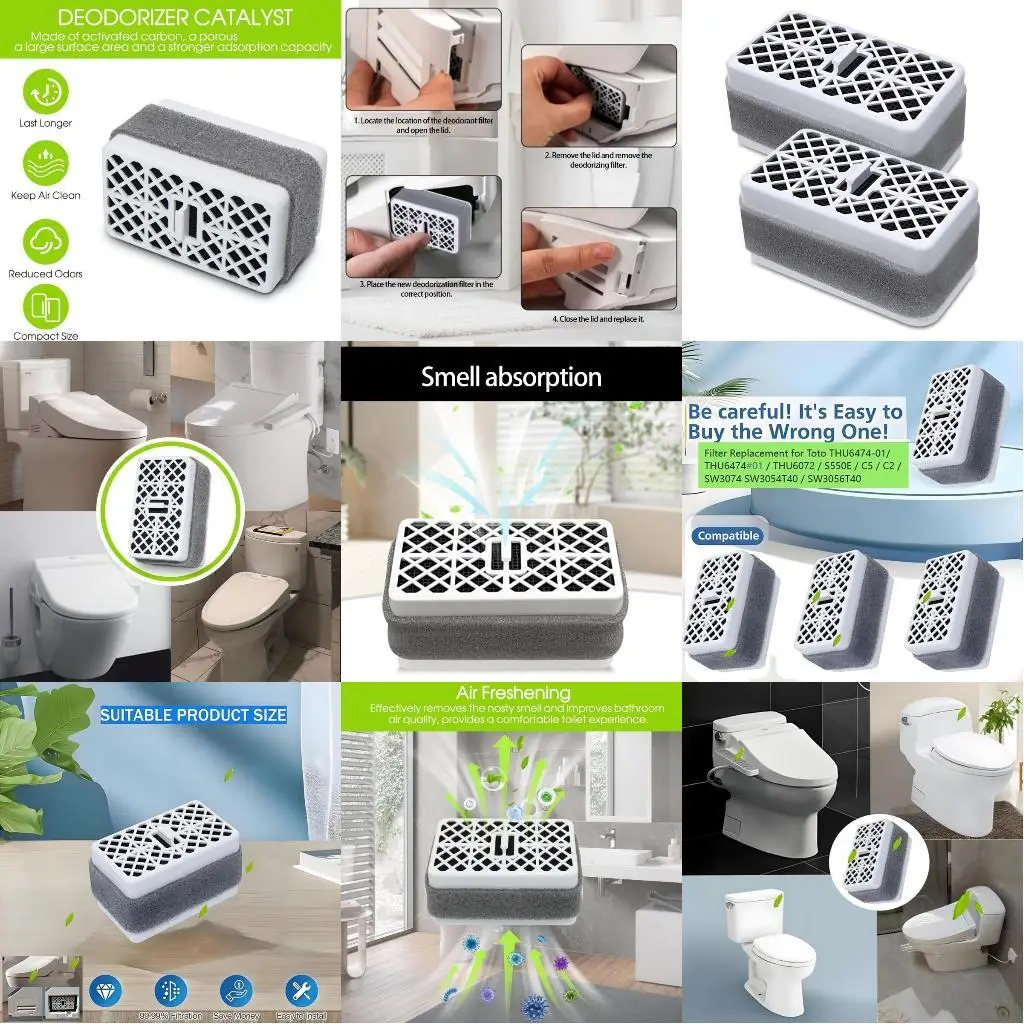 

Q81C 4 шт. картридж для дезодорирующего фильтра для ванной комнаты THU6474-01 освежитель воздуха с активированным углем, запахов