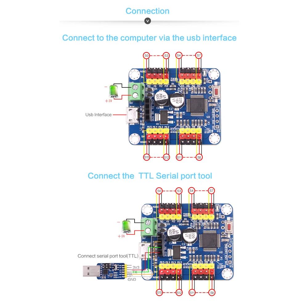 WitMotion 16 Channel Bluetooth PWM Servo Driver Controller Board Module PCB Steering Gear for SG90 MG995 Arduinos Robot and More