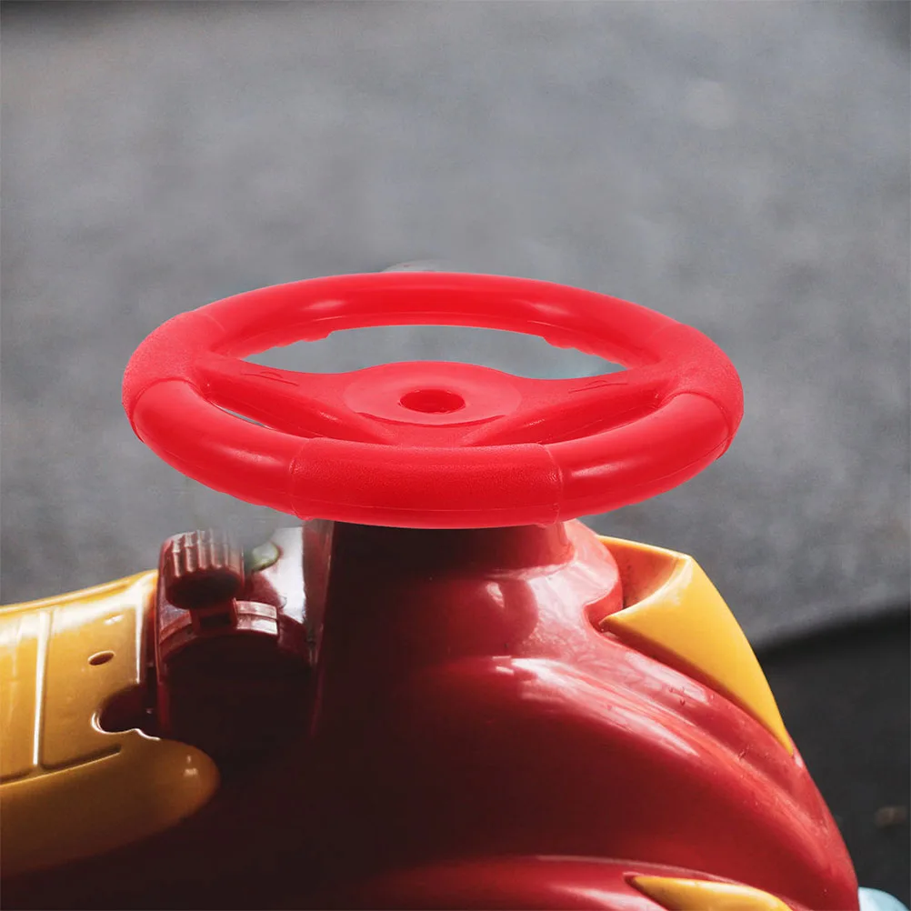 

2pcs Steering Wheel Toy Kids Car Red PP Wear Resistant Backseat Rocking Accessories Playground Simulated Driving