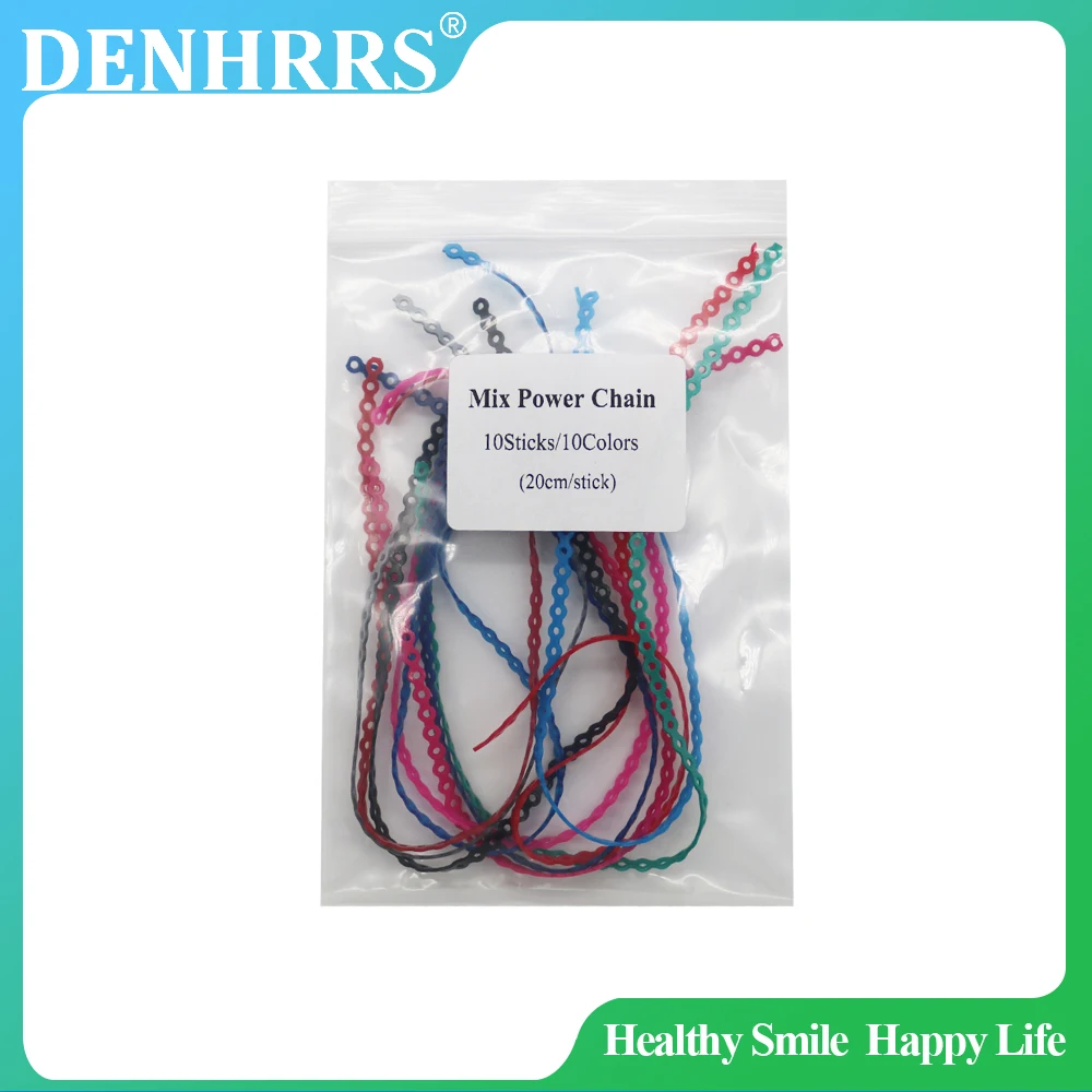 

10Sticks/Pack Orthodontic Dental bulk Short Power Chain Latex Free 10Colors 20cm/Stick