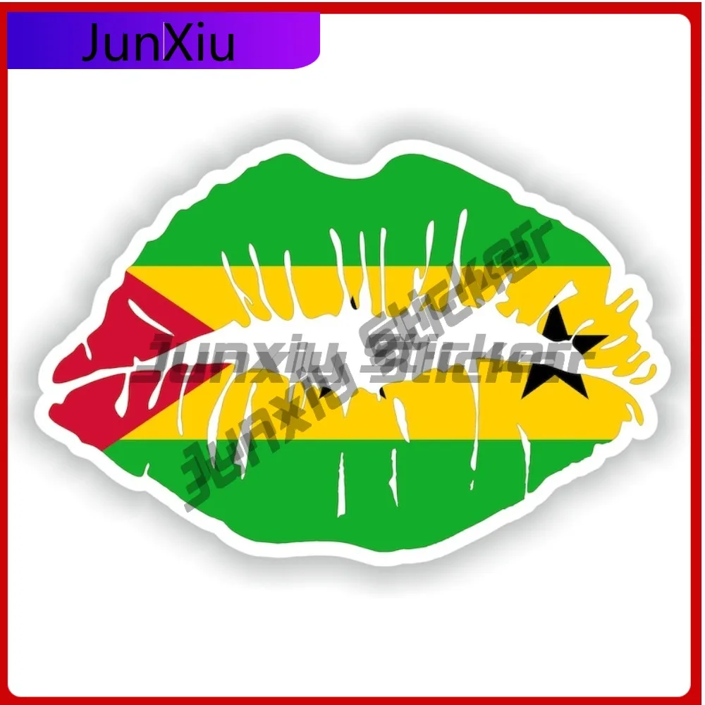 

Sao Tome And Principe Flag Lips National Emblem Sticker Vacation Stickers Personalized Car Decoration Camper Bumper Decals Acces