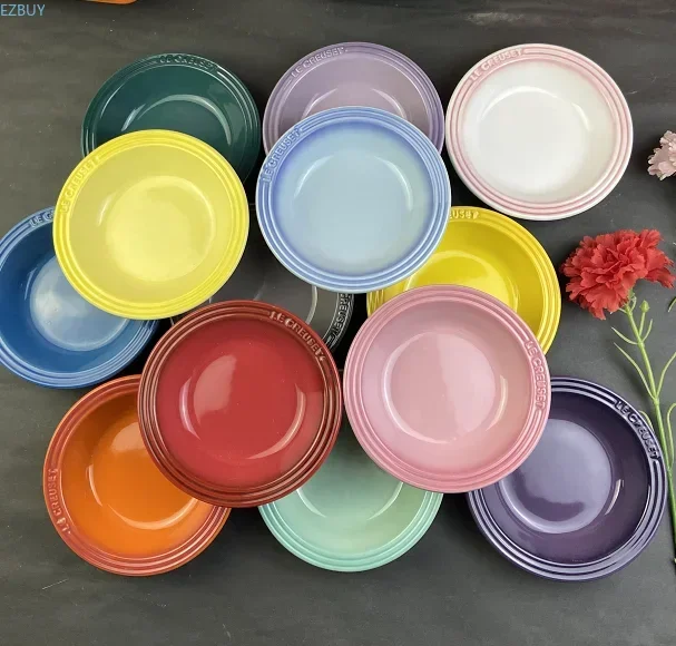 Le Creuset Ceramic Gradient Dinnerware Fruit Plate Underglaze Color Porcelain Soup Plate Snack Plate French Style Adult Use