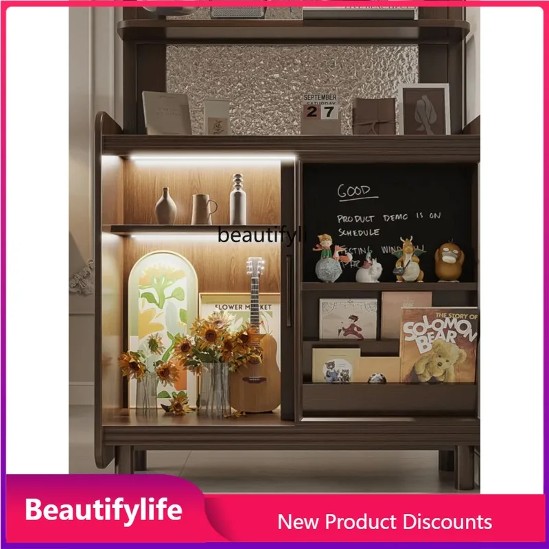 

V3286 Door Solid Wood Entrance Cabinet Shoe Cabinet Living Room Dining Room Glass Subareas Screens Storage Rack