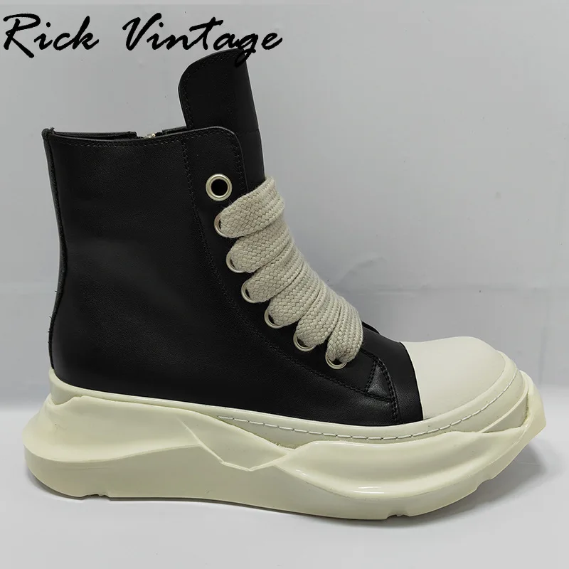 Rick Vintage Original Sneakers Thick Sole Jumbo Shoeslace High Top Women\'s Sports Shoes Real Leather Male Platform Trainer