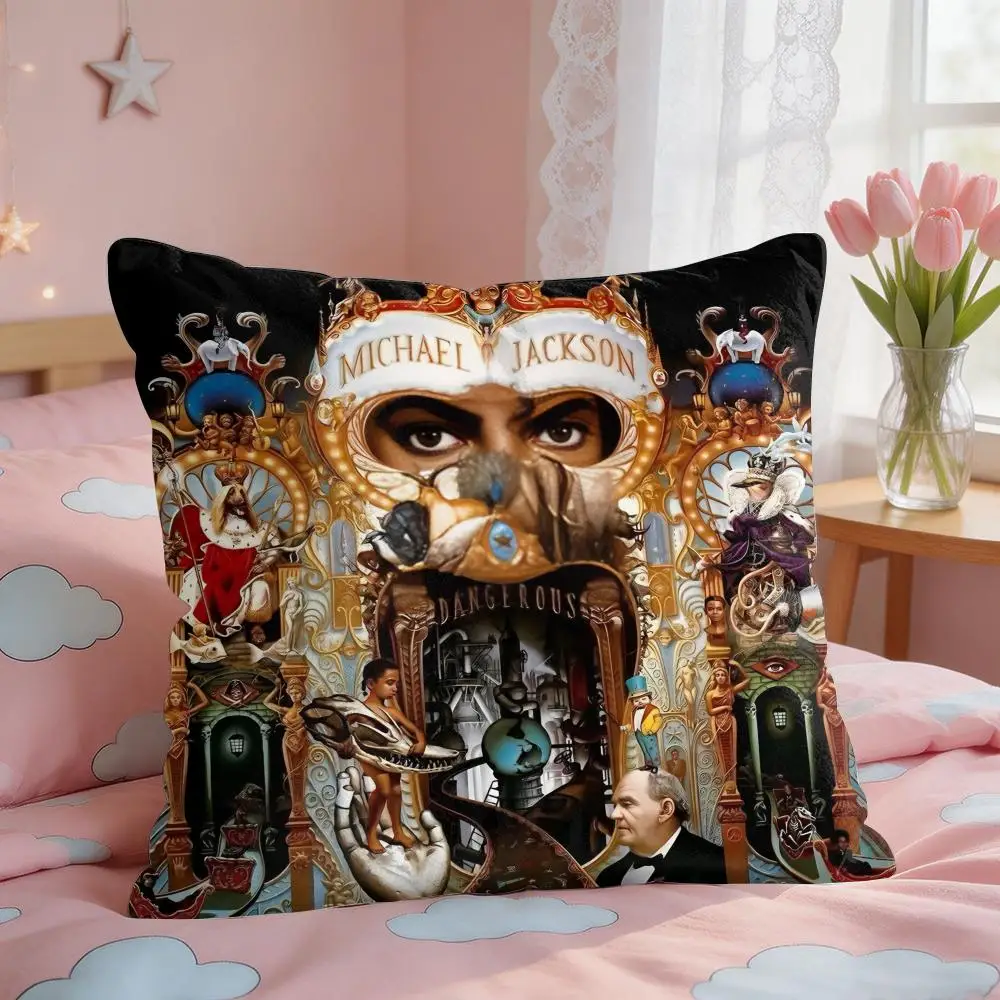 Michael J-Jackson Cool Cushion Cover Square Short Plush Pillow Case Living Room Sofa Home Decor Funda 40X40