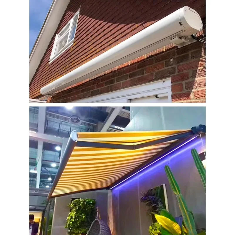Full Box Retractable Canopy  Luxury Remote Control Aluminum Alloy Villa Courtyard Terrace with Lights Beautiful and Durable
