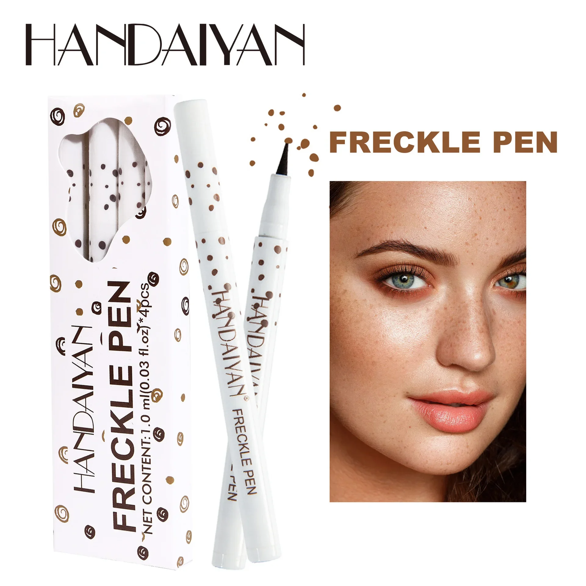 4PCS Gesicht Gefälschte Sommersprossen Stift Langlebige Natürliche Dot Spot Tönung Lebensechte Sunkissed Make-Up Weiche Braun Sommersprossen Stift Make-Up