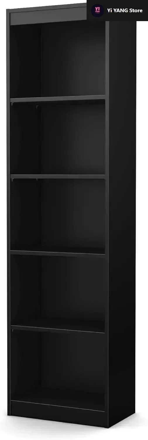 

Axess 5-Shelf Narrow Bookcase, Pure Black, 7270758