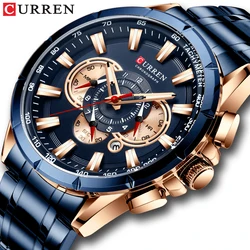 Curren 8363 męski zegarek Business Casual modny zegarek na rękę 6 wskazówek chronograf kwarcowy luksusowy Relogio Masculino