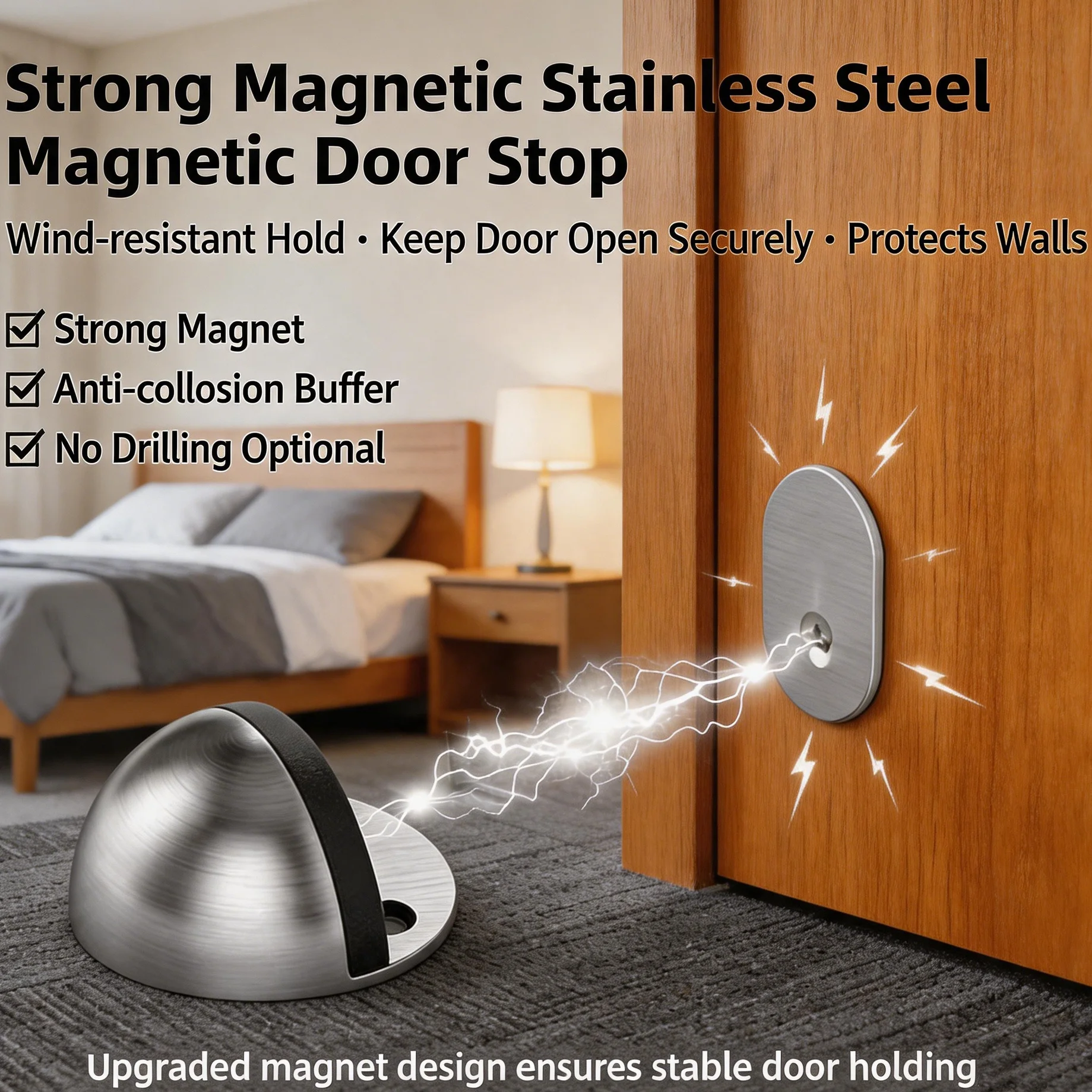 Magnet Door Stops Stainless Steel Door Stopper Doors Holder Home Improvement Hidden Doorstop Furniture Hardware