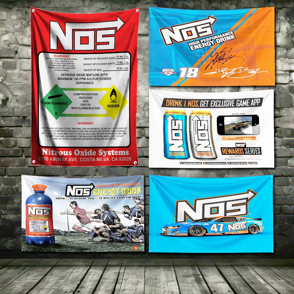 NOS Energy Drink   Flag Polyester Digital Printing Banner For Garage or Out door Decoration