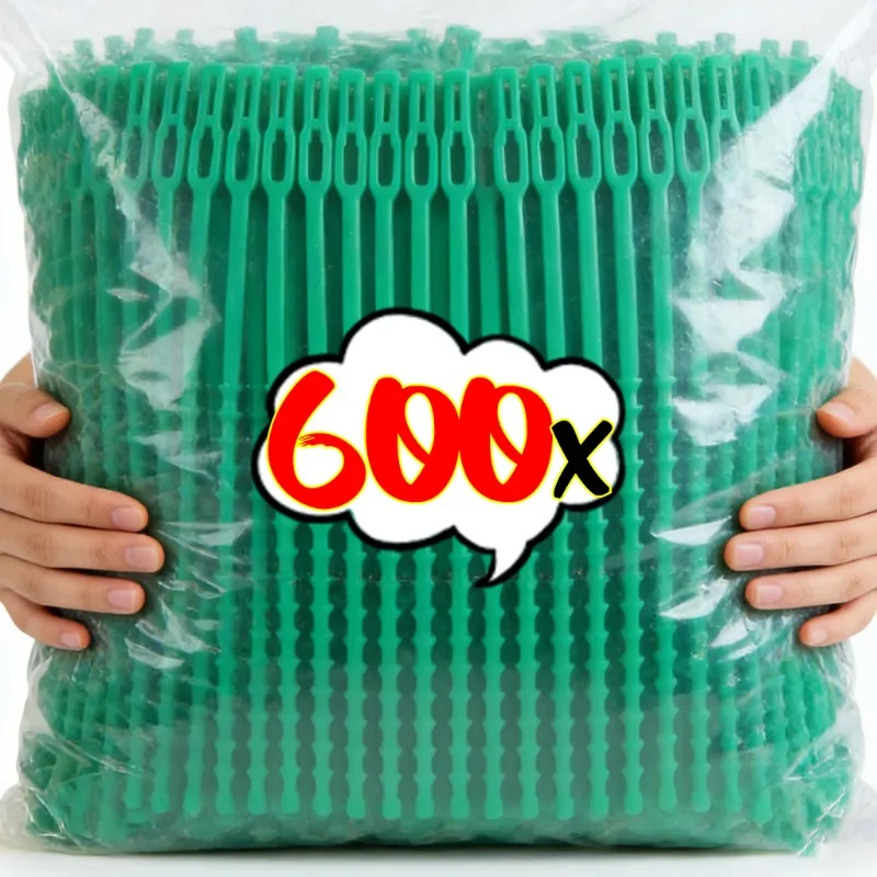 10/600 unidades de bridas de nailon reutilizables para jardín, verdes, de plástico flexible, multifunción, para soporte de árboles y sujeción de cables