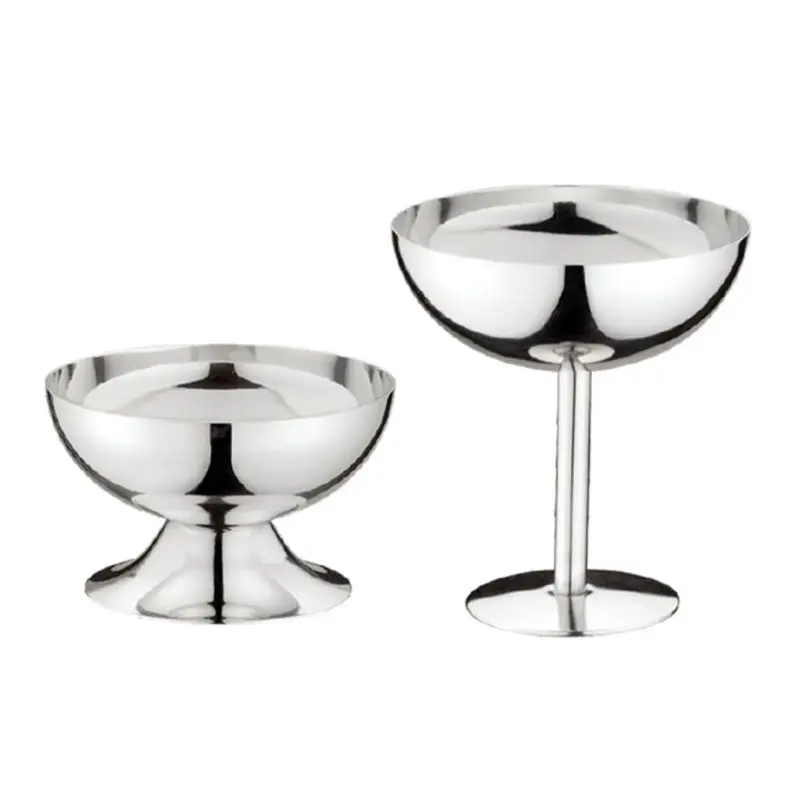 

2024 New Stainless Steel Goblet Cup Ice Cream Dessert Salad Bowl Fruit Plate Snack Dish KTV Bar Supplies