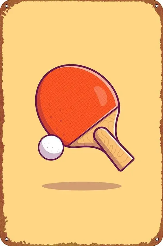 Masa Tenisi Topu Karikatür Animasyon Posterleri Tabela Cafe bar Ev Duvar Sanatı Dekorasyon Retro Metal Tabela 8x12 inç