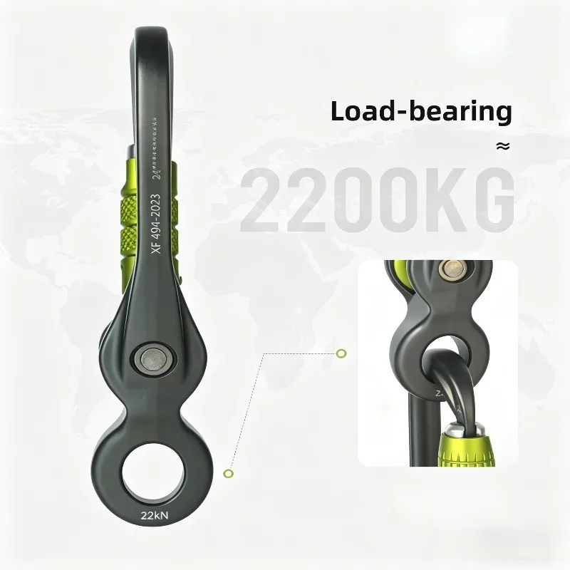 Pulley Lock Carabiner with Anchor Point, Heavy Duty Multifunctional Climbing Gear for Outdoor Rescue & Zip Line