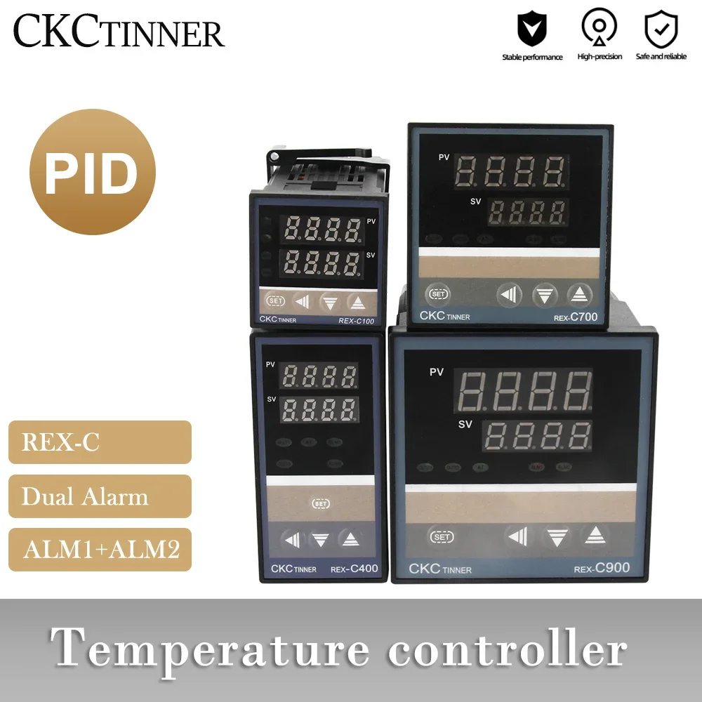 PID Digital Intelligent Industrial Temperature Controller Dual Alarm 220V RELAY REX-C100-C400-C700-C900 VAB/MAB SSR Relay Output