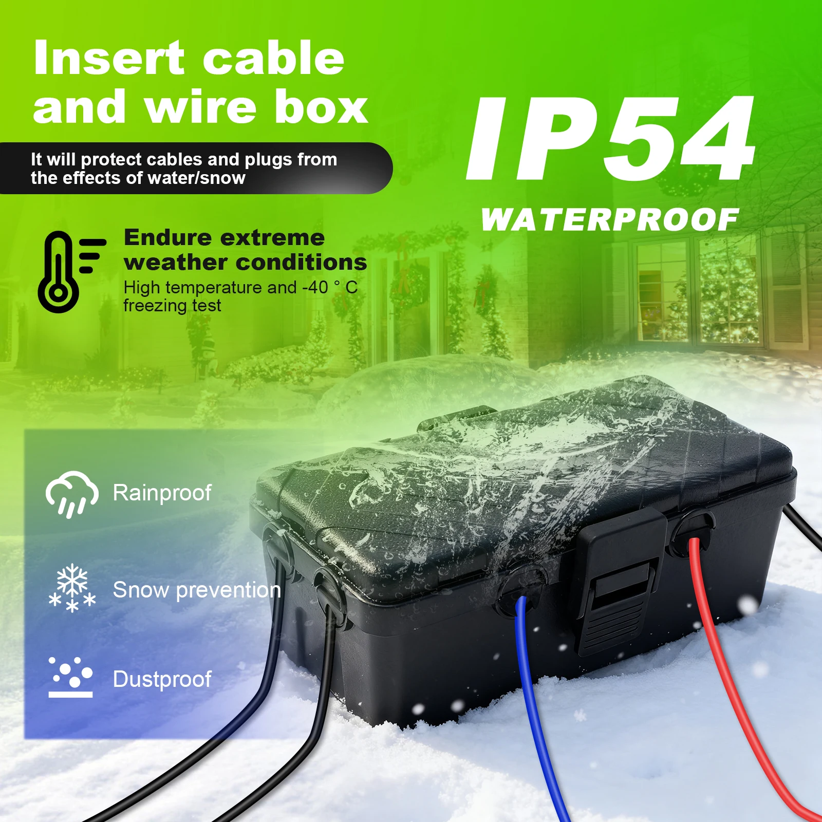 Caixa de conexão elétrica à prova de intempéries 25.8x12.7x9.5cm caixa elétrica externa, capas de cabo de extensão à prova d'água para cabos de tomada