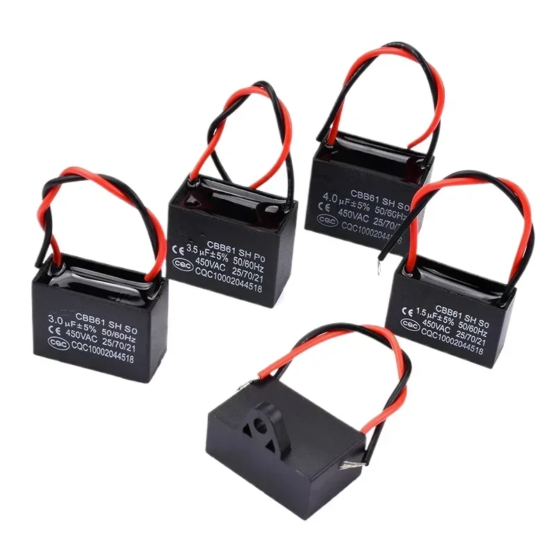 5PCS CBB61 fan starting capacitor 10/12/14/15/16/18/20/25/30UF ceiling fan range hood 450V