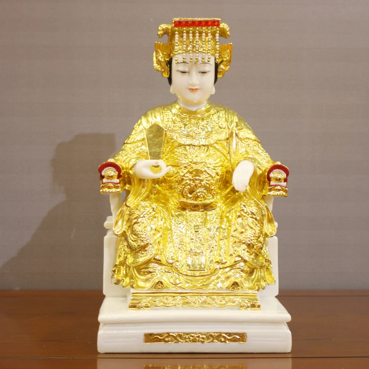 Southeast Asia Home store COMPANY high grade God statue safe Good luck gold Mazu God of the sea Guanyin jade gilding statue