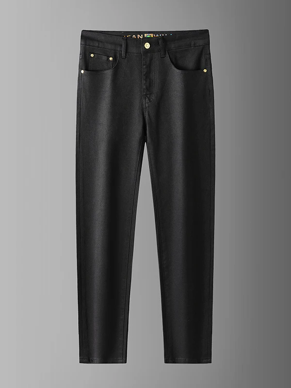 

High-End Men's Slim Fit Jeans Casual Long Pants Cotton Elastic Waist Spring Autumn e Label Faionable Youth Wear