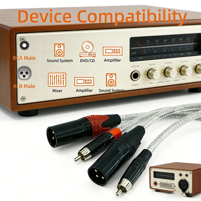 

Professional RCA to 3-Pin XLR Male Audio Cable Hi-Fi Sound – Plug & Play for DJ Equipment/PA Sound System