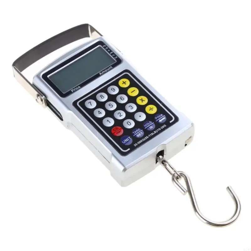 

L74C 7-in-1 Luggage Scale with Clock Temp Test Calculate Price Count Tape Function 50kg/20g Luggage Balance Hanging Gram-