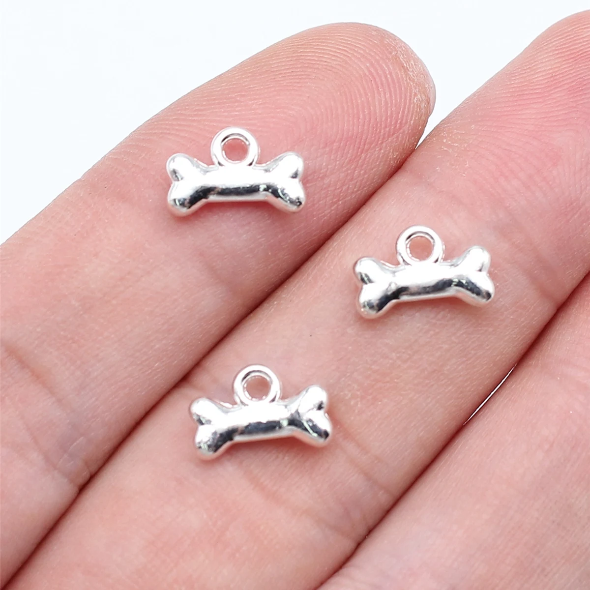 WYSIWYG 40pcs Charms 10x7mm Dog Bone Charms For Jewelry Making DIY Jewelry Findings 3 Colors Alloy Charms Pendant