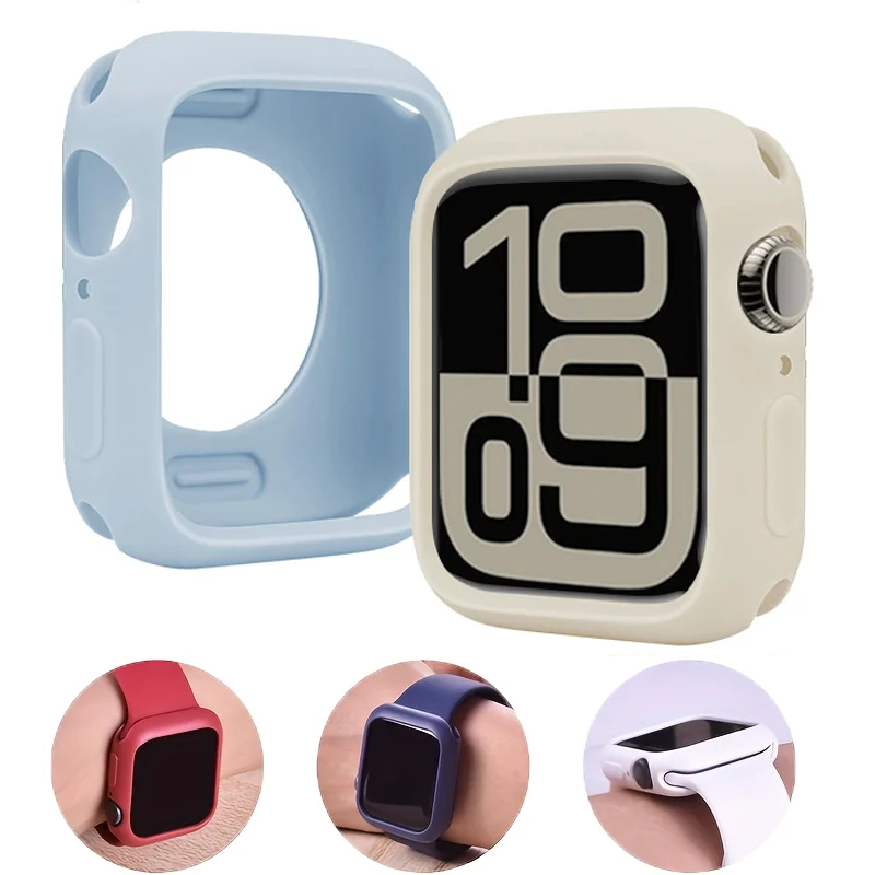 Silikonhülle für Apple Watch 11-10 46 mm 42/38/40/44/41/45 mm Zubehör Stoßstangenschutzabdeckung iWatch Serie 9 8 7 6 5 4 3 SE