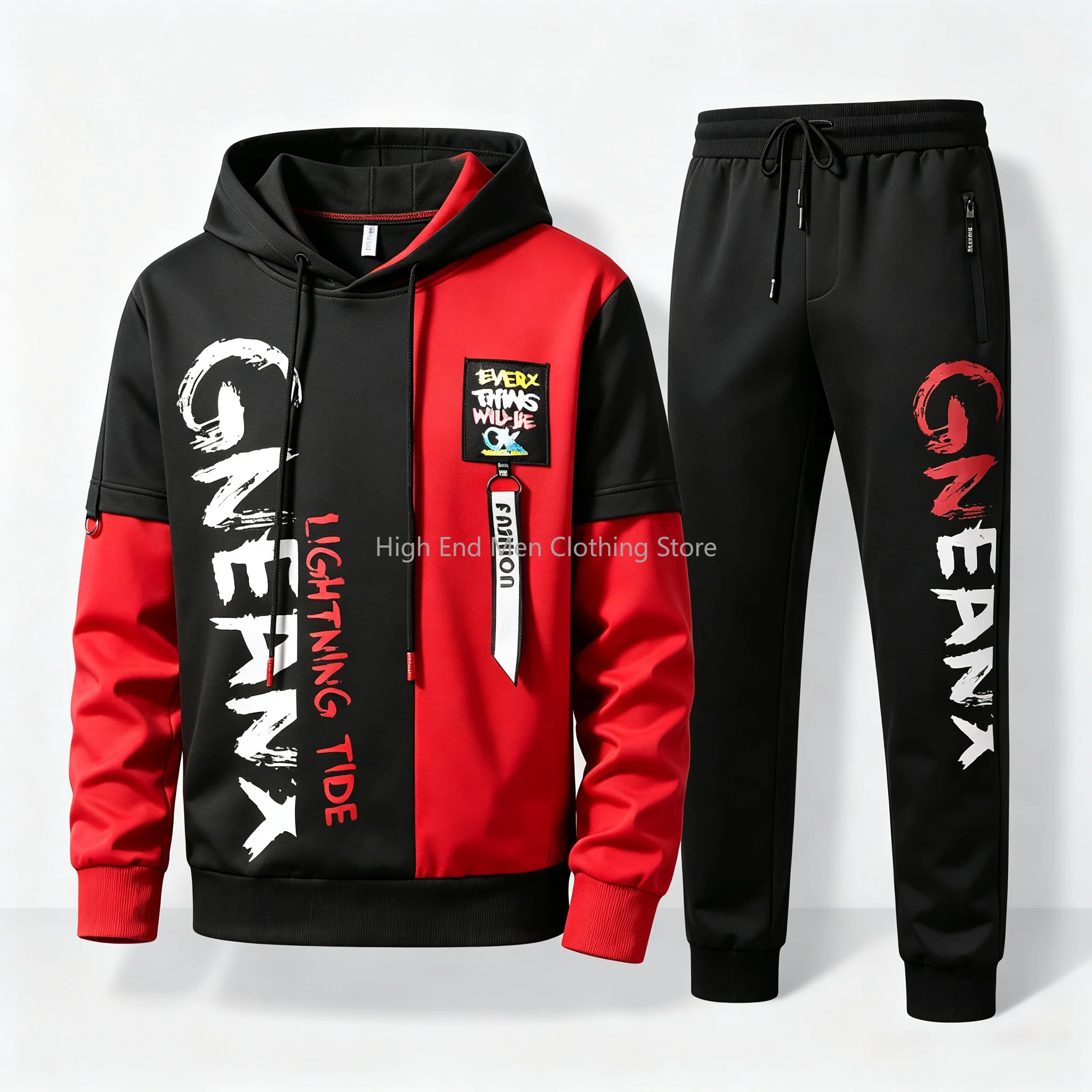 Ensemble de survêtement 2 pièces pour homme : sweat à capuche et pantalon de jogging, tenue de sport et fitness, collection automne